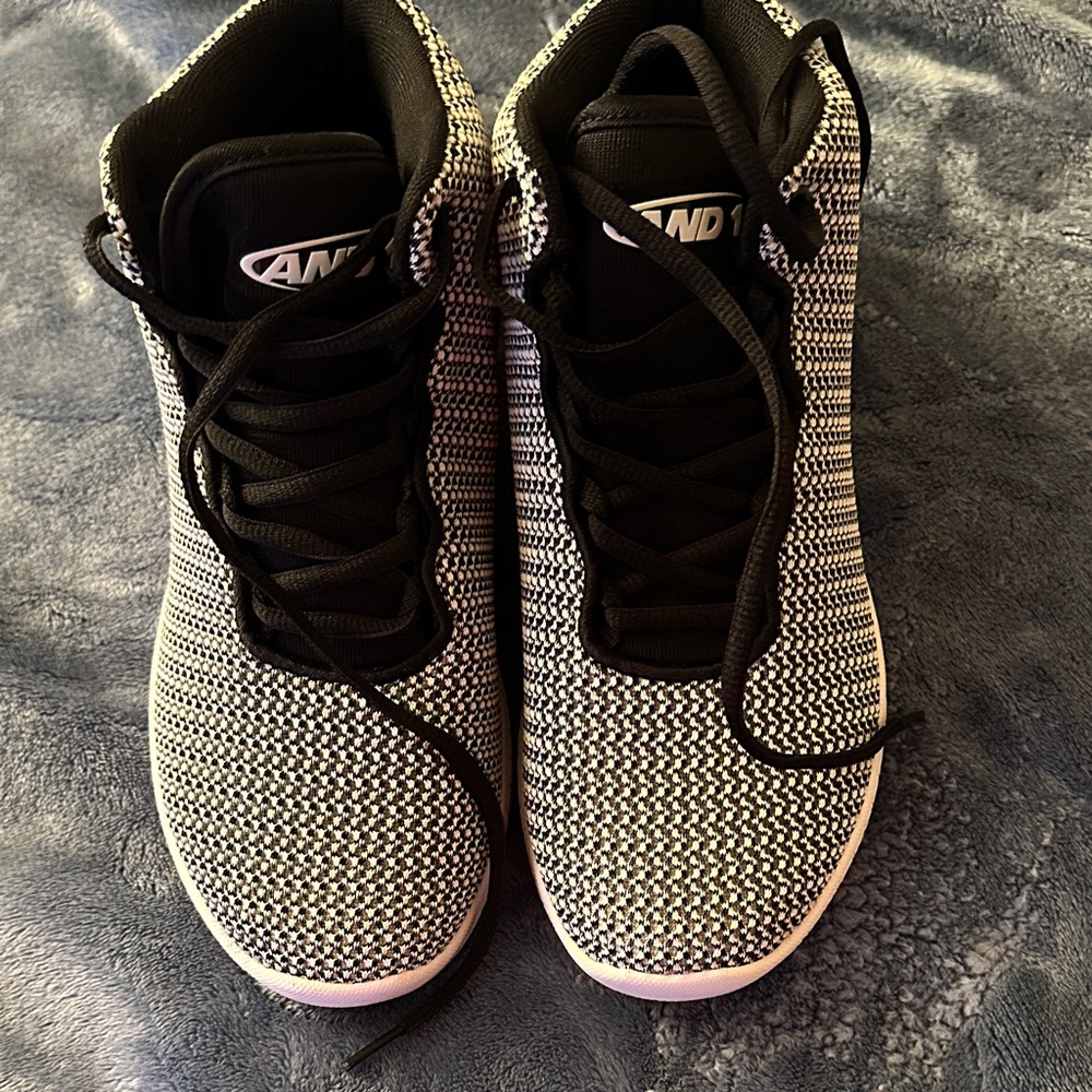 And1 Kids Black and White Knit High-Top Sneakers